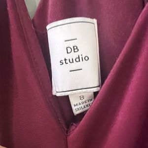 Burgundy floor length bridesmaid dress